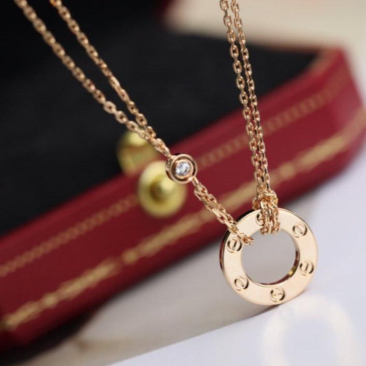 [Renovia Jewelry]LOVE NECKLACE ADJUSTABLE ROSE GOLD 2 DIAMOND