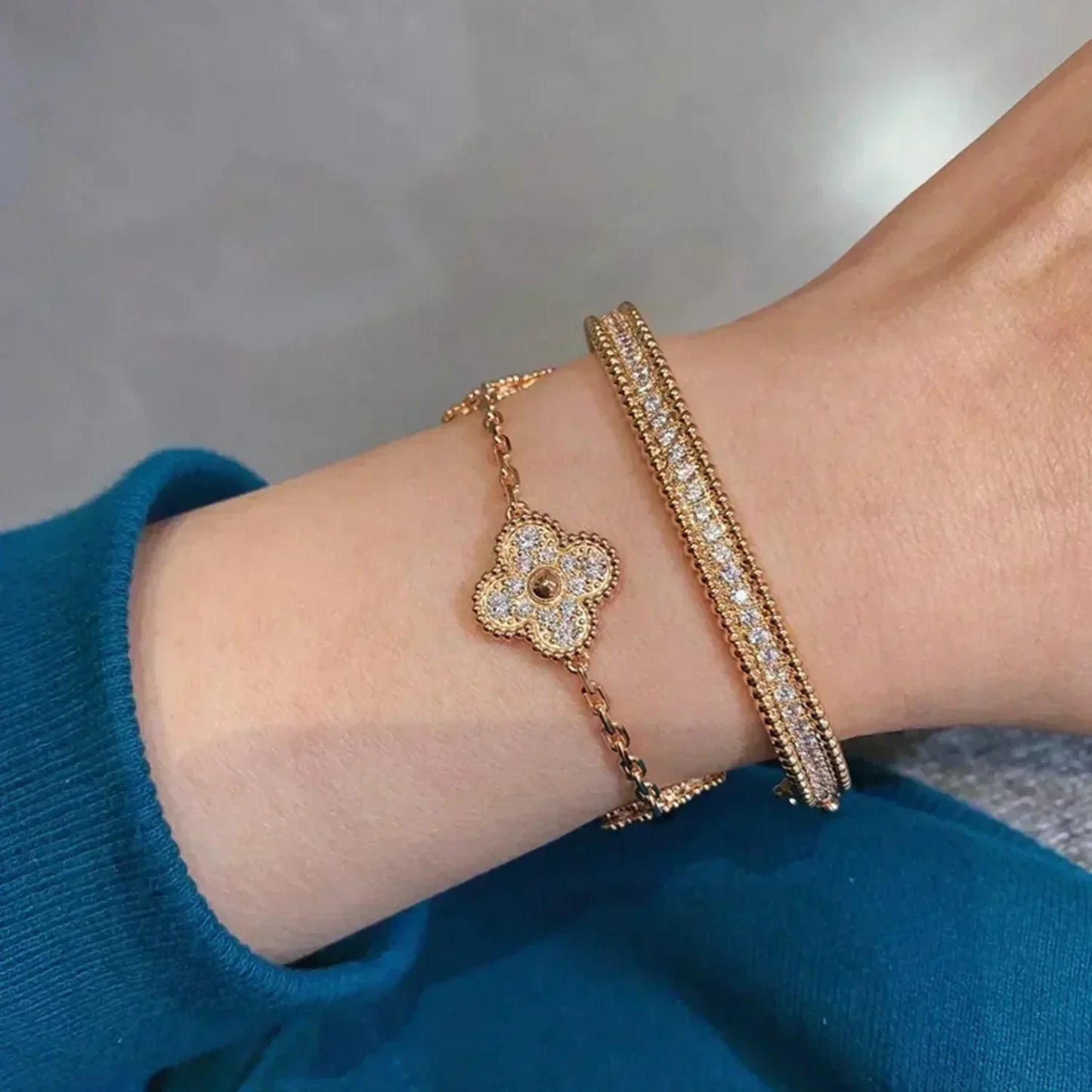 [StRenovia Jewelryar Jewelry] CLOVER 5 MOTIF FULL DIAMOND BRACELET COLLECTION