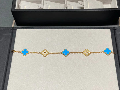 [Renovia Jewelry] CLOVER 5 MOTIF BLUE AGATE BRACELET COLLECTION