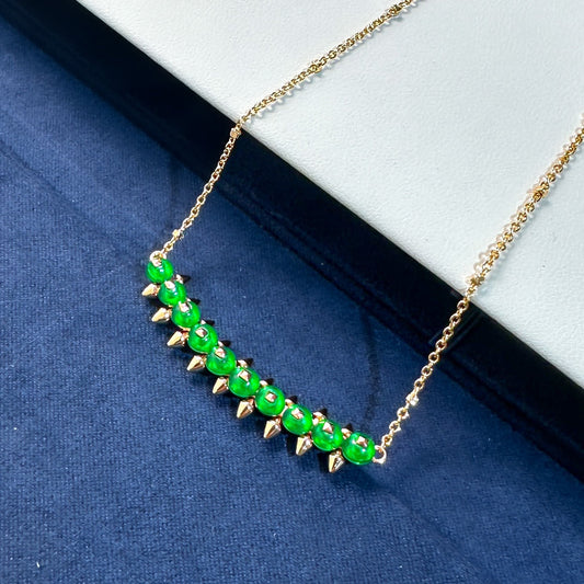 [Renovia Jewelry]New Arrival: Green Bead Rivet Necklace