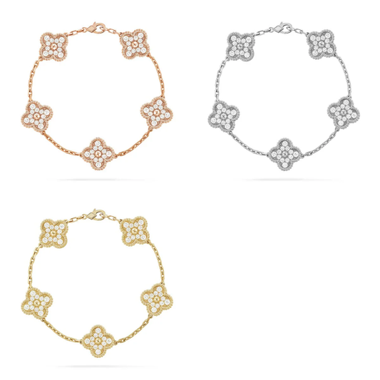 [StRenovia Jewelryar Jewelry] CLOVER 5 MOTIF FULL DIAMOND BRACELET COLLECTION