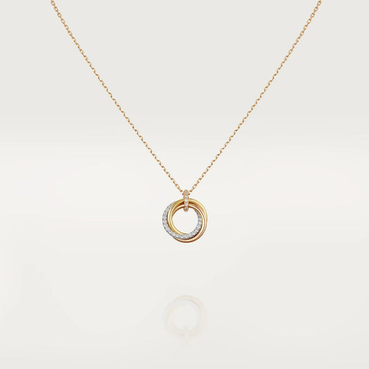 [Renovia Jewelry]TRINITY NECKLACE SILVER GOLD PINK GOLD DIAMONDS